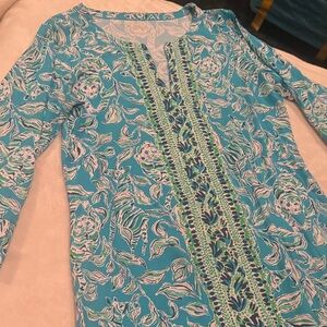 Floral Blue and Green Women's mini dress